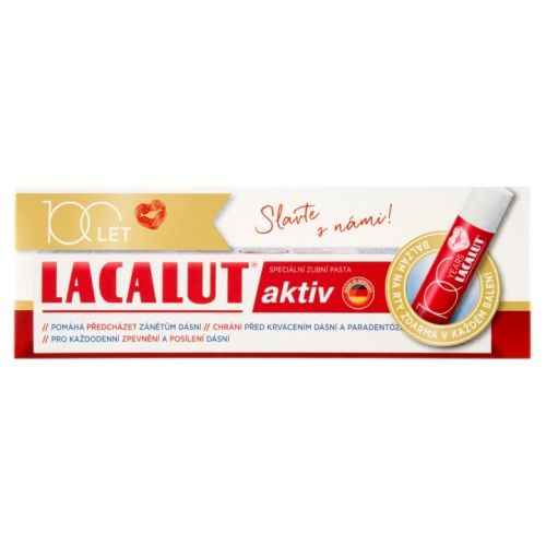 LACALUT Aktiv zubn� pasta proti parodont�ze 75 ml + balz�m na rty LACALUT Aktiv zubn� pasta proti parodont�ze 75 ml + balz�m na rty