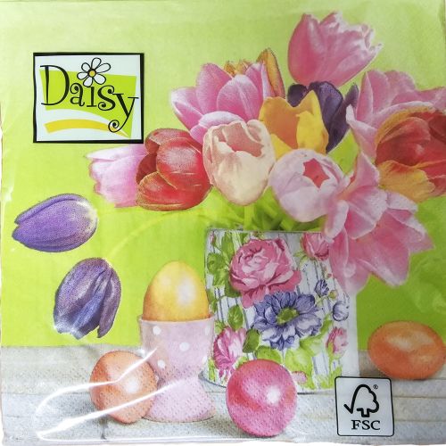 Daisy ubrousky velikono�n� 3vrstv� 33 x 33 cm 20 ks - Pastel Tulips Bouquet with Golden Eg Daisy ubrousky velikono�n� 3vrstv� 33 x 33 cm 20 ks - Pastel Tulips Bouquet with Golden Eg