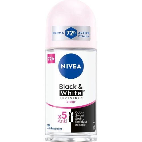 Nivea roll-on Black & White Invisible Clear 50 ml Nivea roll-on Black & White Invisible Clear 50 ml