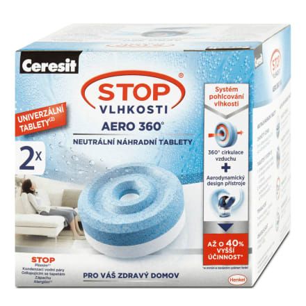 Ceresit Stop vlhkosti Aero 360� 2v1 2x450g n�hradn� tablety Ceresit Stop vlhkosti Aero 360� 2v1 2x450g n�hradn� tablety