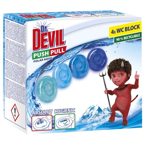 Dr. Devil WC Push Pull Gel Polar Aqua WC blok bez ko��ku, 4 � 20 g Dr. Devil WC Push Pull Gel Polar Aqua WC blok bez ko��ku, 4 � 20 g