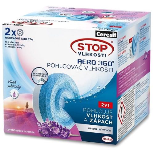 Ceresit Stop vlhkosti Aero 360� 2v1 2x450g n�hradn� tablety Levandule Ceresit Stop vlhkosti Aero 360� 2v1 2x450g n�hradn� tablety Levandule