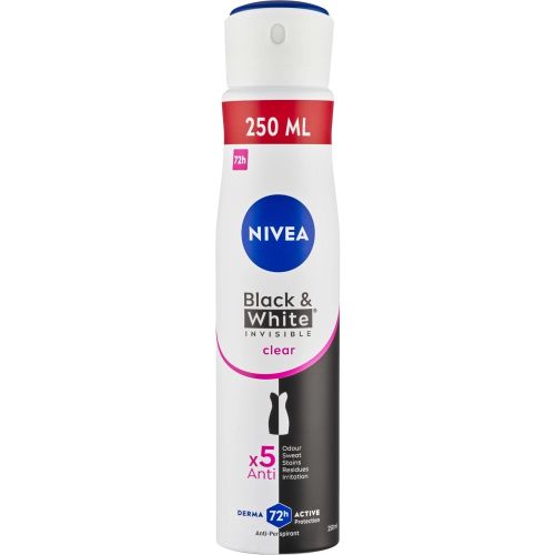 Nivea antiperspirant Black & White Invisible Clear 250 ml Nivea antiperspirant Black & White Invisible Clear 250 ml